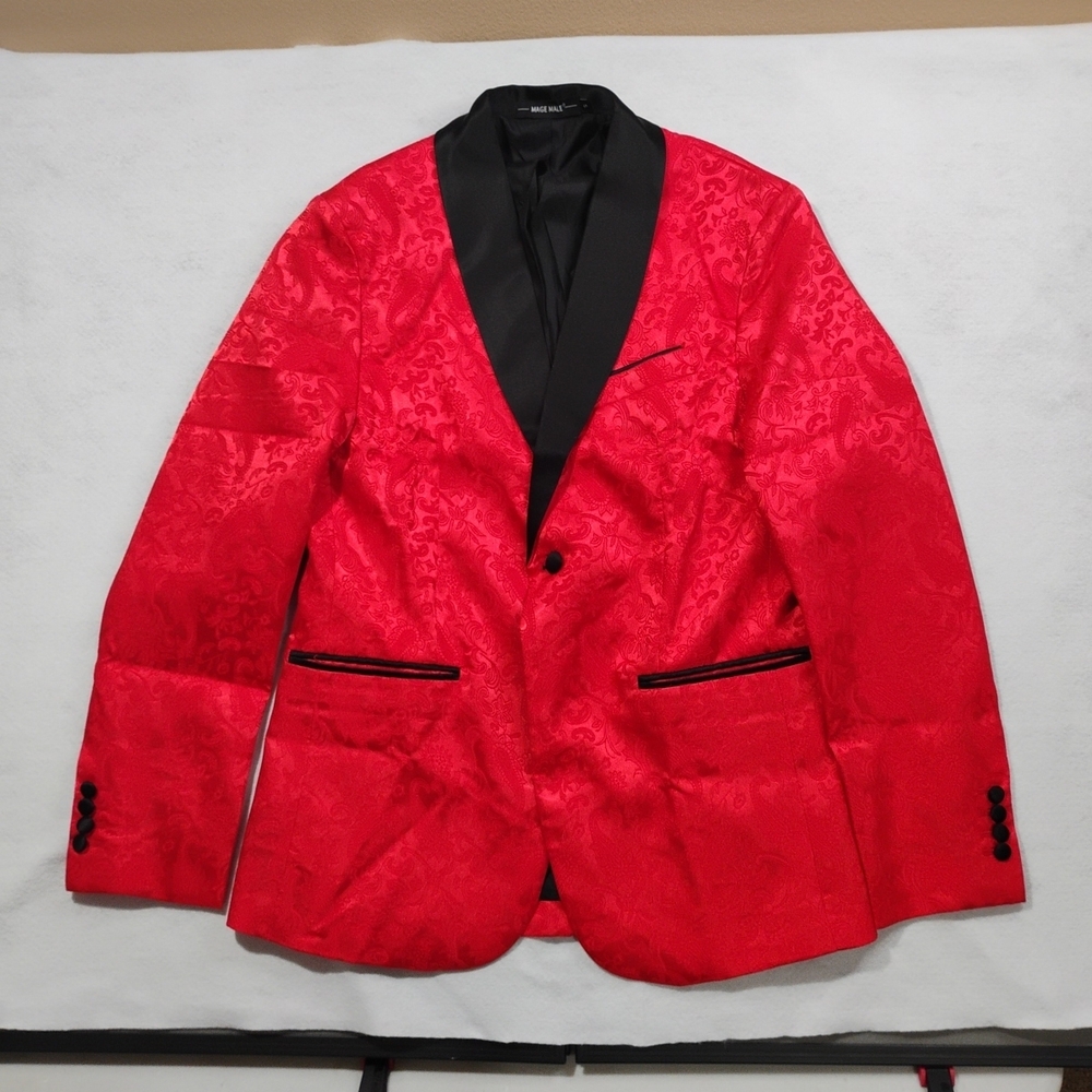Mage Male Red Tuxedo Coat Size Small 100% Polyester B-XZ1P-BDZ021